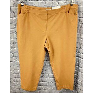 Liz Claiborne Emma Mid-Rise Ankle Length Pants 4-Way Stretch Size 24W Tan Ponte